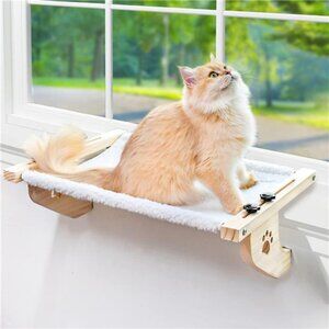Cat Window Perch Hammock Large Sturdy Wood Metal Frame No Drill Bed Windowsill
